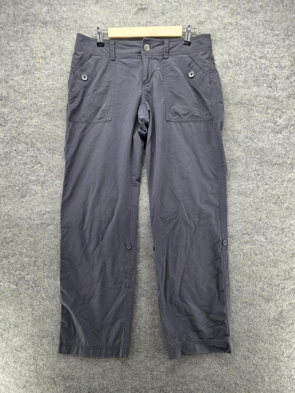 Marmot Womens Pants 8 Gray Chino Straight Stretch Pockets Convertible Travel